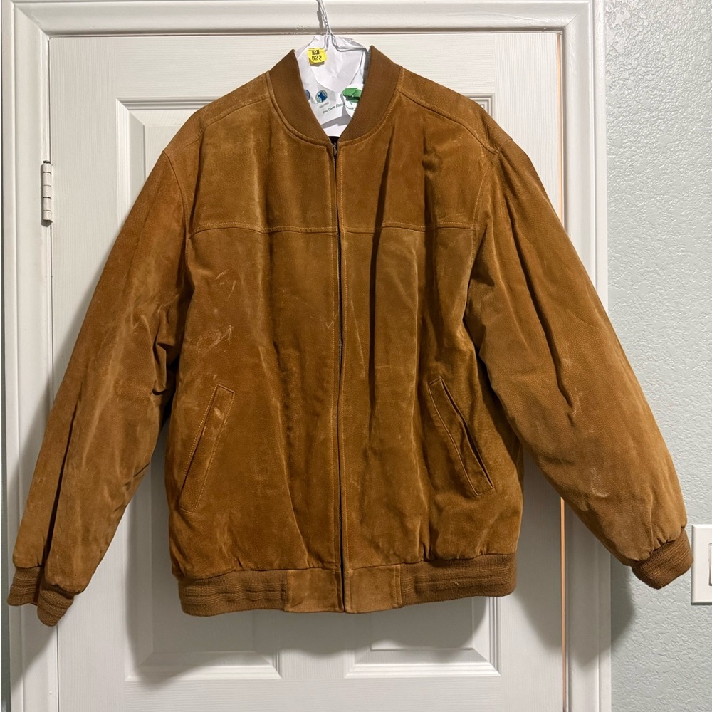 John Ashford Tan Suede Bomber Jacket